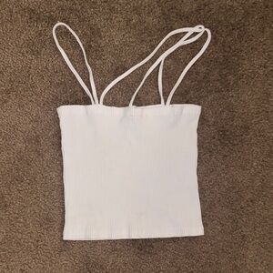 White Ribbed Women's Top